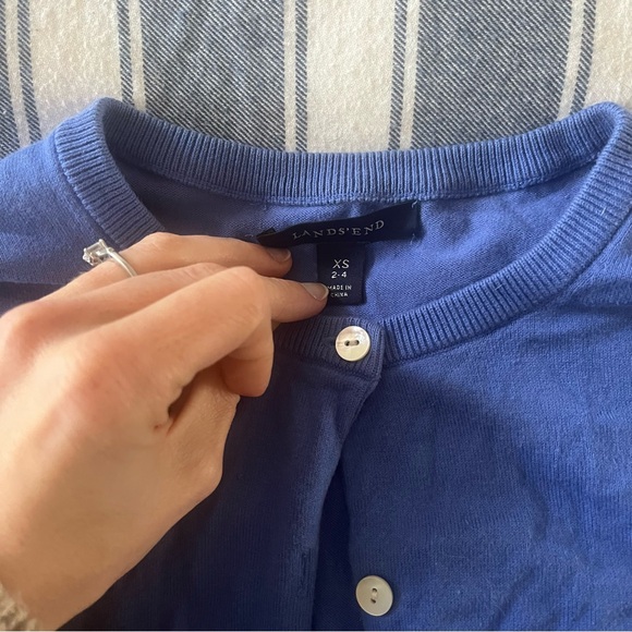 Light Blue Lands End Cotton Cardigan and Sleeveless Shell Set - Picture 7 of 7